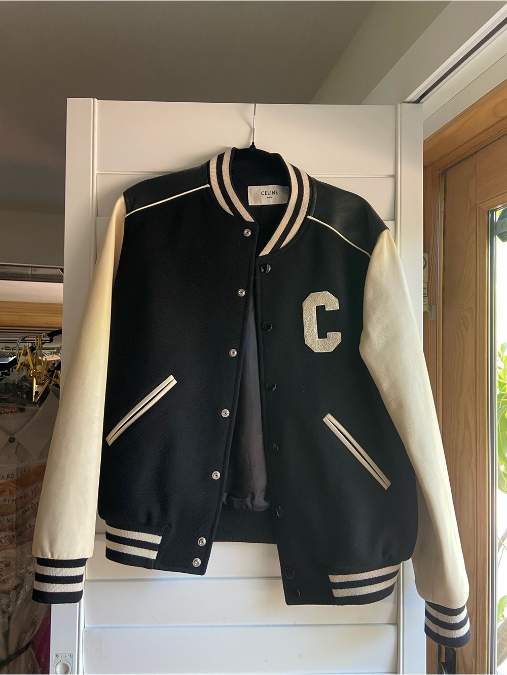 Celine Black & Cream Varsity Letterman Jacket